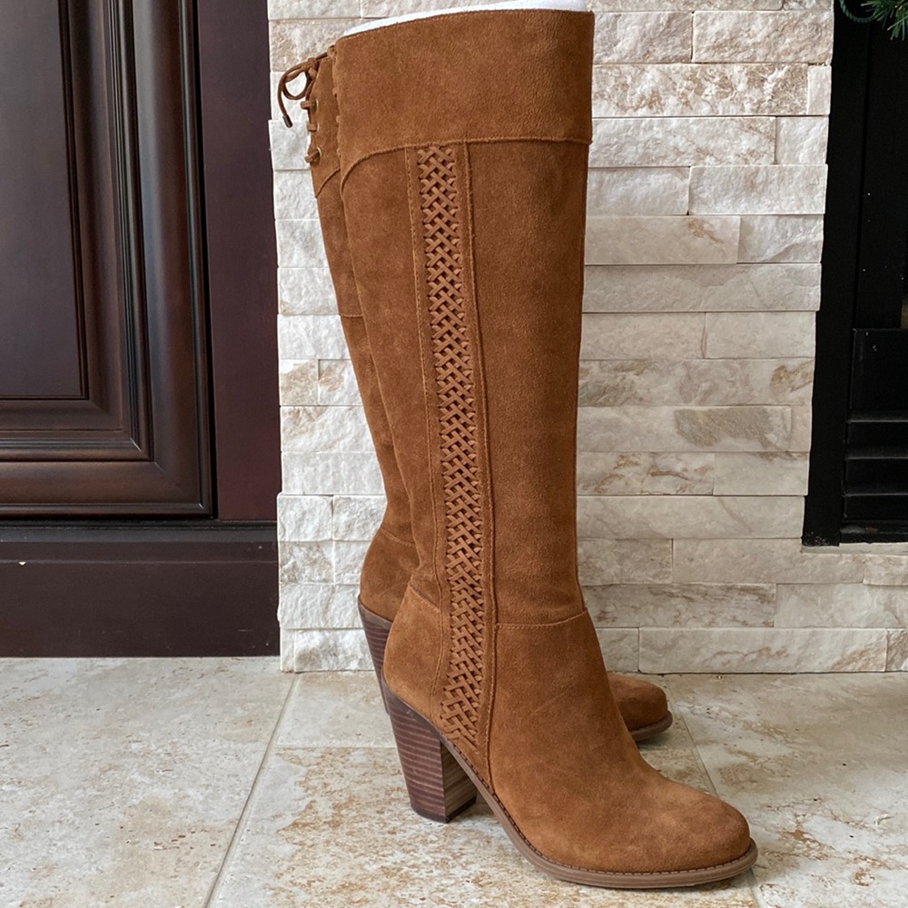 Jessica Simpson Boots, Swede, Chestnut, 7.5